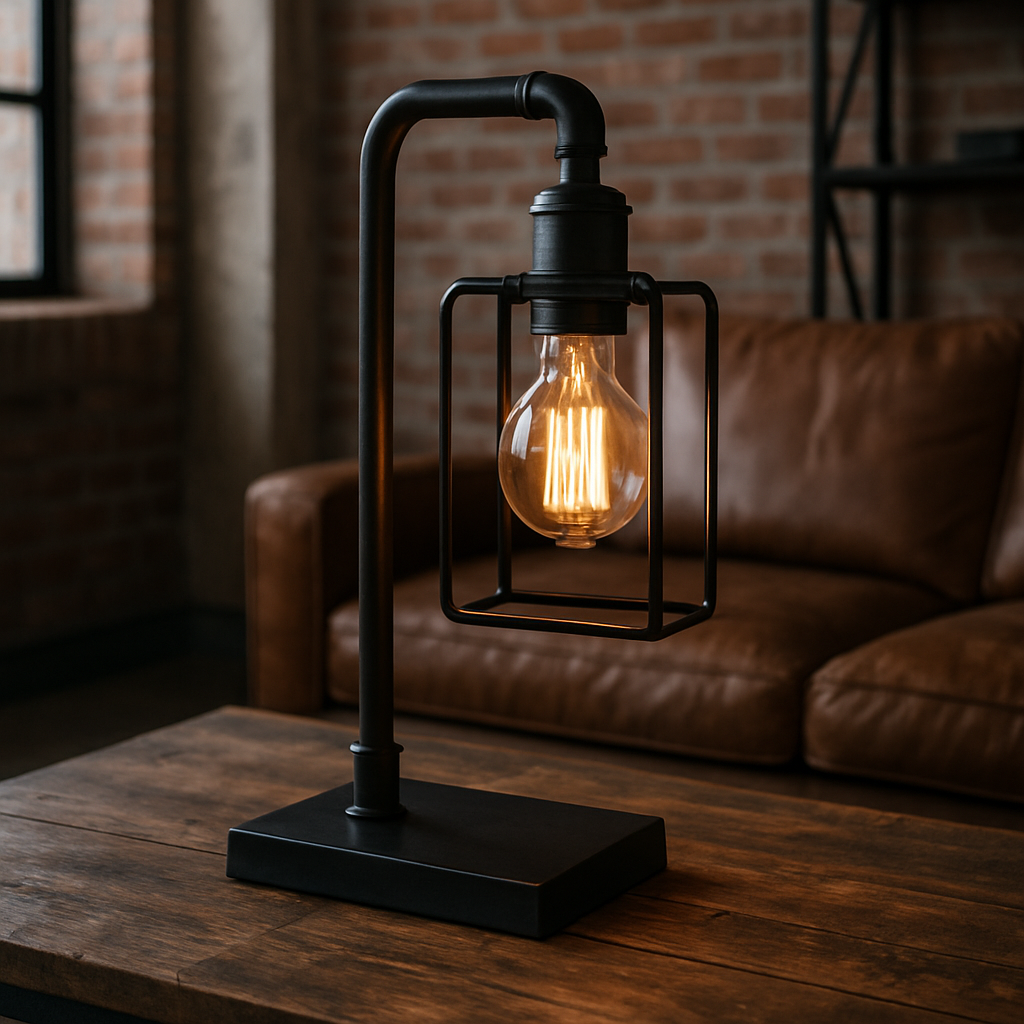 Lampa stołowa industrialna metalowa – vintage akcent do salonu