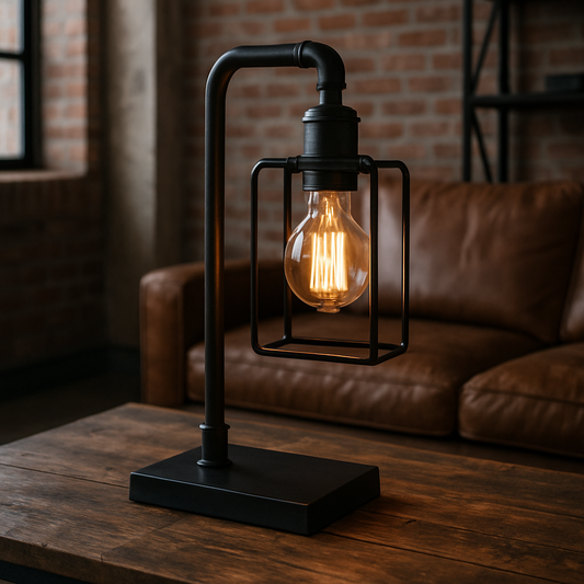 Lampa stołowa industrialna metalowa – vintage akcent do salonu