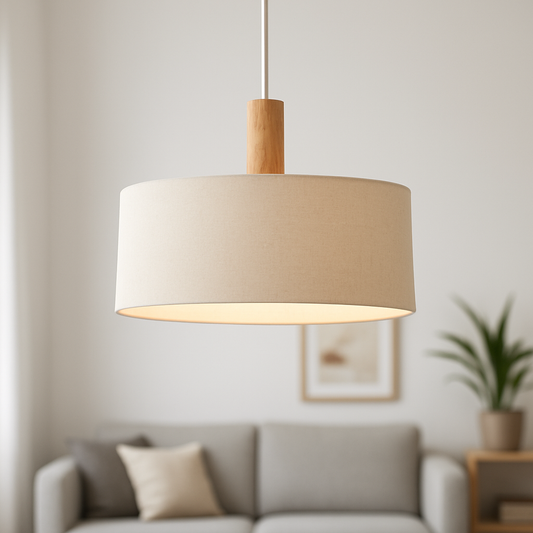 Lampa wisząca skandynawska z drewna – naturalna designerska lampa sufitowa