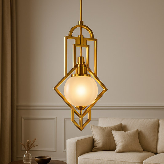 Lampa wisząca Art Deco złota – luksusowa geometryczna lampa sufitowa